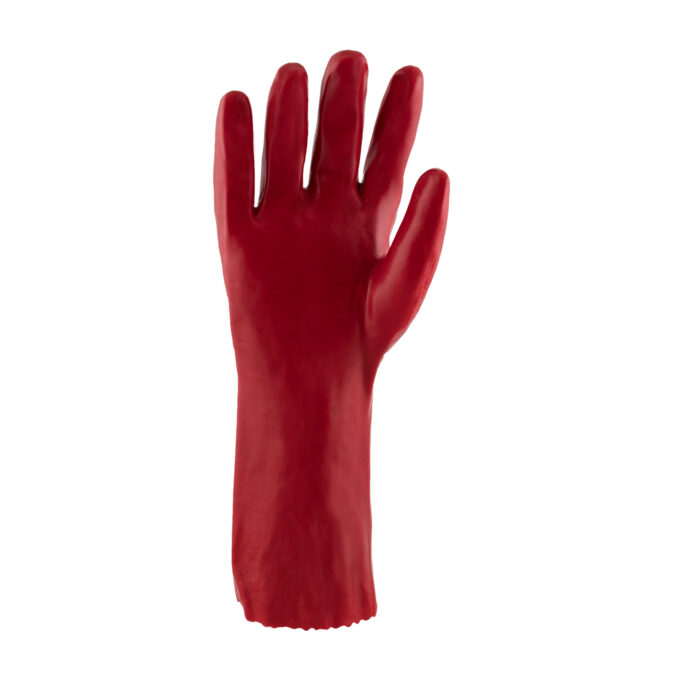 PVC Gloves Red Open cuff - Image 2