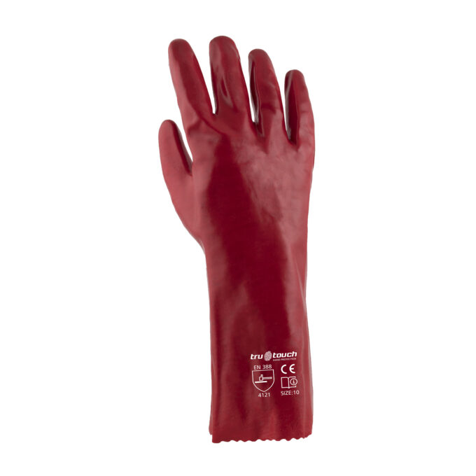 PVC Gloves Red Open cuff
