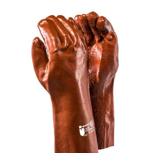 PVC Brown open cuff Long Gloves